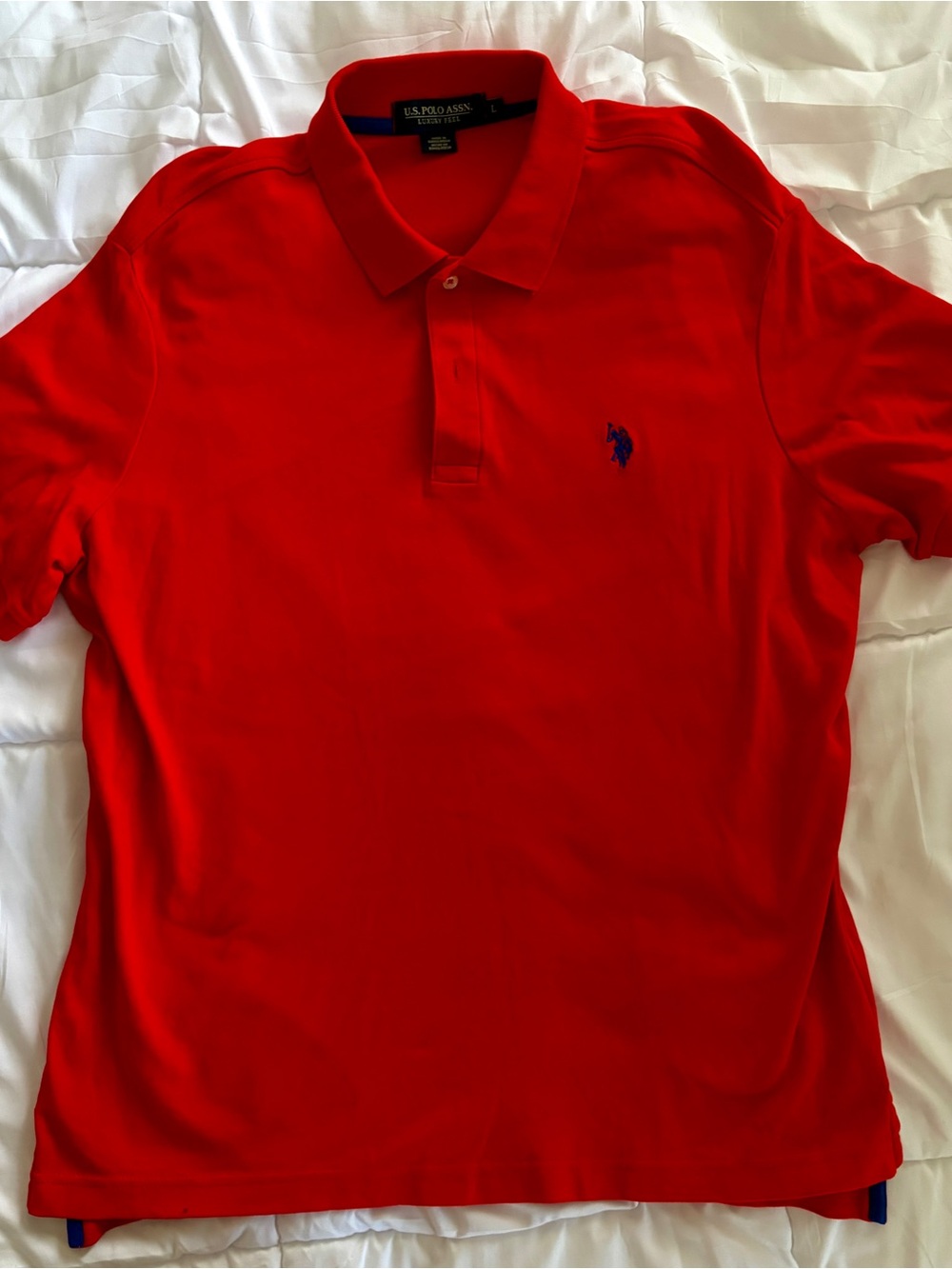 U.S. Polo Assn. Men's Bright Red Polo with Navy Logo